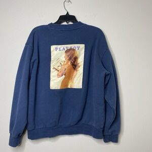 Playboy By Pacsun Crewneck Sweatshirt Mens Sz M Blue Magazine Graphic Back Print